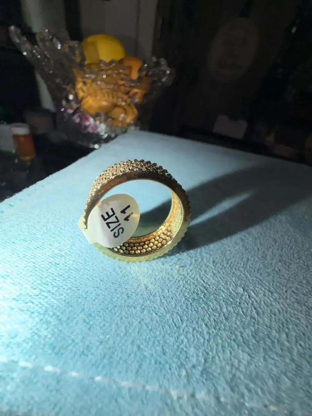 Men's Yellow Gold Plated Hip Hop Iced Honeycomb Eternity Band Ring Size 11